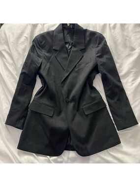 Femme by Design Oversized Boyfriend Blazer Top Academia Charcoal Small Petite